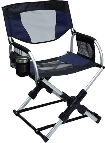 OPIGJUFD Vikbar regissörsstol Metall bärbara hopfällbara regissörsstolar 5,34 kg för camping, fiske, trädgård, strand(blå)