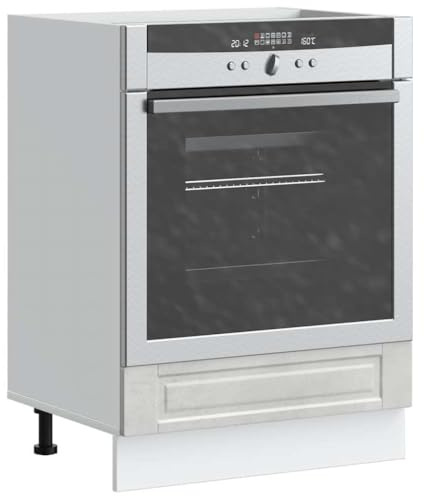 Zeehear Armadietto per stufa Porto, grigio cemento, in legno, 60 x 46 x 81,5 cm, piedini regolabili, armadio da cucina per forno, microonde, spazio di archiviazione
