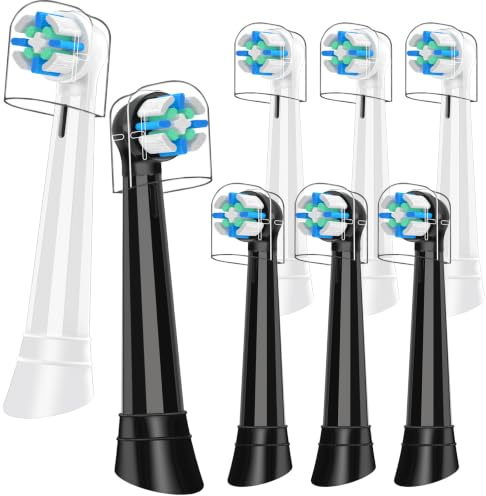Recambios Cepillos Compatible con Cepillos Eléctricos Oral B IO 2/3/4/5/6/7/8/9/10, Pack 8 Unidades con Tapa Protectora, Cerdas Dureza Media, Eliminación Profunda de Placa Dental