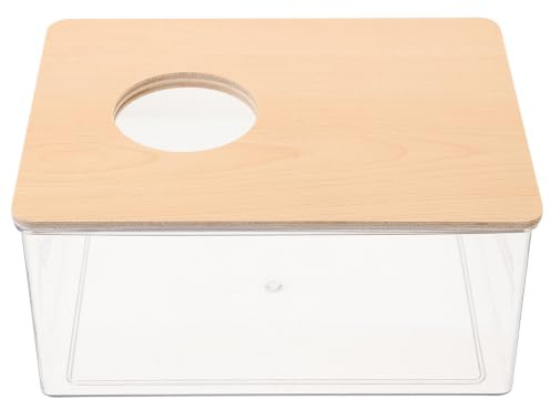 Abaodam Chinchilla Sand Bath Acrylic and Wood Sand Bath Box for Guinea Pig and Chinchilla, Sanitary and Beneficial to Pet's Health, Suitable for Pet Cage with Elegant Khaki Design