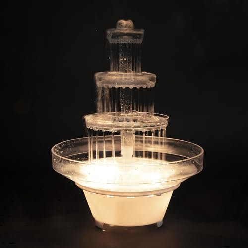 Crafts Central Small 13 Inch Lighted Plastic Water Fountain for Weddings, Cake Centerpiece, and Office Decor