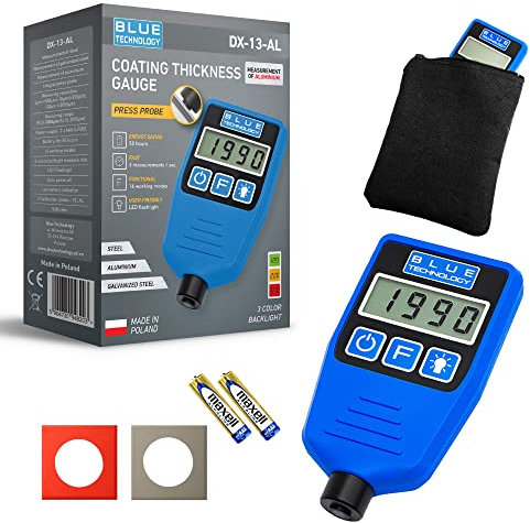 Blue Technology DX-13-AL Schichtdickenmessgerät Lackdickenmessgerät | Stahl & Aluminium | Coating thickness gauge | Lacktester für Auto | Hergestellt in EU, Blau