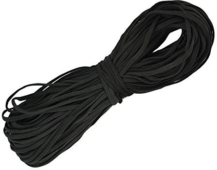 50M Elastische Bänder Gummiband Breit Gummibänder Gummizug Schwarz Elastisches Seil Schnur Elastik Band Cord Geflochtene Elastikband (4mm) für DIY Nähen, Ärmel, Kordeltasche
