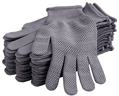 COOHORN 24Pcs Work Gloves Liners Dry Hand Anti-slip Dots Knitted Working Glove - Stretch Fit Cloth Glove for Fishing BBQ Warehouse Garden Painting Driving Garage Picking Mail - Thin Moist Breathable