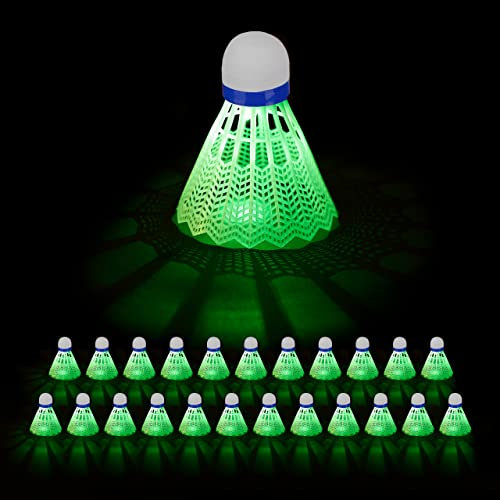 Relaxdays Federball leuchtend 8er Set LED Badmintonb lle HxD 8 5 x 6 cm Leucht Federball f r In Outdoor, Weiß, Set EU