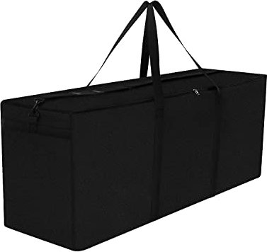 Dokon Garden Furniture Cushion Storage Bag Waterproof Christmas Tree Storage Bag Anti-UV Heavy Duty Oxford Fabric Outdoor Cushion Bags with Durable Handle and Zipper (175x55x75cm) - Black