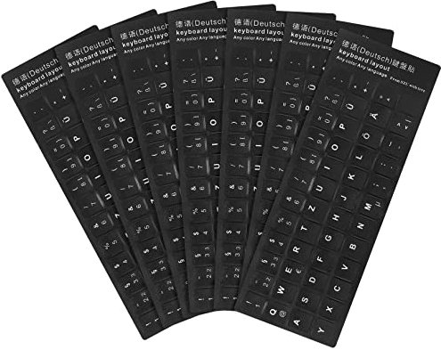 7 STK Deutsche Tastaturaufkleber, Tastatur Aufkleber Deutsch, Ersatz Laptop Aufkleber mit Weißen Buchstaben für Standard, Computer Laptop Tastatur Ersatztastaturaufkleber
