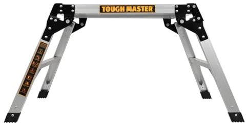 Aluminium Work Platform 600 x 600mm Large Wide Step Up Platform 150kg Capacity 2 Step Ladder Stool Lightweight Foldable Design With Secure Locking Indoor Outdoor Usage TOUGH MASTER