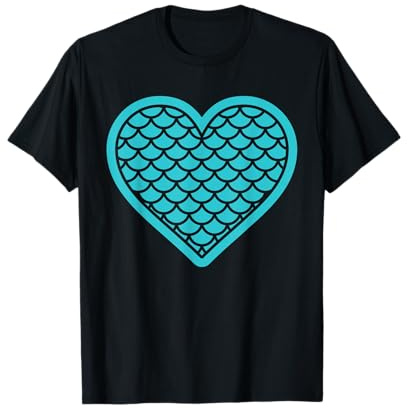 Halloween Fish Scale Mermaid Heart Costume Women Girls Teens T-Shirt
