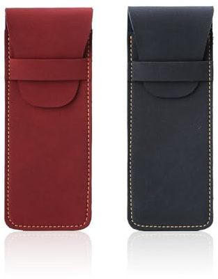KSBBHDS Lot de 2 trousses à crayons en cuir synthétique - Étui à crayons à rabat - Étui de protection pour stylo - Étui de rangement pour stylo, multicolore, rétro
