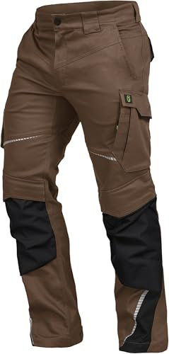 Leibwächter Flex-line Arbeitshose Herren – haselnuss/schwarz – Gr. 26 – Bequeme Workwear mit Elastan (Spandex) – 60°C waschbar & trocknergeeignet – erhöhte Reißfestigkeit – für verschiedenste Berufe