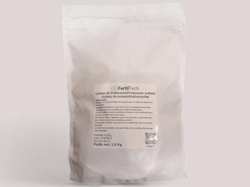 Sulfate de Potassium 1.5 kg - Engrais Naturel Riche en Potassium et Soufre - Idéal pour Jardin, Potager, Fruits et Légumes - Favorise la Floraison, la Croissance et le Rendement