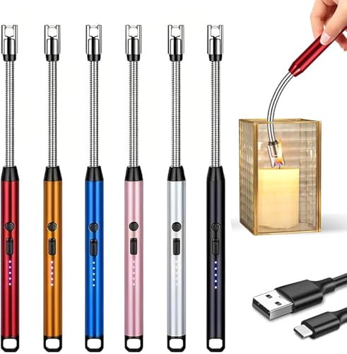OBD Candle Lighter Windproof 360° Flexible Neck LED Battery Display Rechargeable Electric Lighter for Candles Kitchen BBQ Fireworks & Outdoor Use (Assorted Colours) (2)