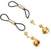 Hilufiet 2 piercing per capezzoli in acciaio inox con campanelle pendenti finte, oro 3