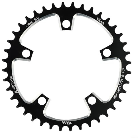 Niceminiwall Corona 110BCD 36/38/40T 5 viti rotonda stretta larga corona per bicicletta in alluminio CNC corona per 9/10/11 velocità bici da strada pieghevole bicicletta (38T)
