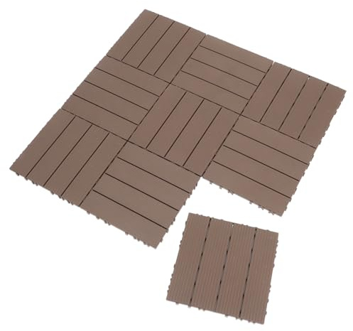 HOLIDYOYO 11pcs Outdoor Interlocking Decking Tiles Plastic Floor for Balcony Garden Patio Wear Resistant Terrace Flooring with Easy Installation