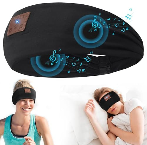 YiYunTE Bandeau Ecouteurs pour Dormir, Bluetooth Masques Audio Sommeil Casque Nuit Dormir avec Anti Bruit, Bandeau Yeux Sommeil Ecouteurs Cadeau Original pour Hommes Femmes, pour Musique Sport Yoga