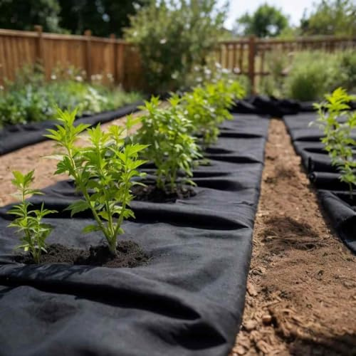 Frdhee Bâche de protection pour jardin - Géotextile non tissée - Noir - 1 x 150 m - Fibre de polyester - Protection hivernale pour plantes en pot