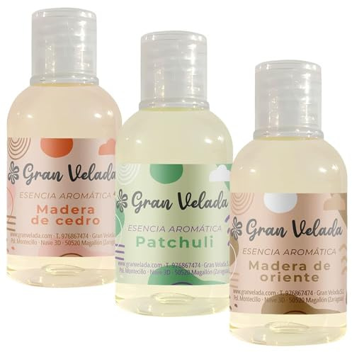 Gran Velada - Pack Ahorro Esencias Amaderadas 3 x 50 ml | Pack de Fragancias para Velas Perfumadas para Velas Aromáticas Ideal para Probar Aromas | Notas Amaderadas Perfumar Creaciones