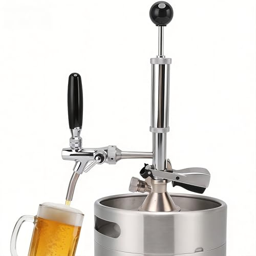 Pompa Per Fusti di Birra, Rubinetto per Fusti di Birra In Acciaio Inossidabile da 4 Pollici Kit Rubinetto per Secchio con Pompa D'aria e Distributore Rubinetto a Pistone per Collegamenti a Barili
