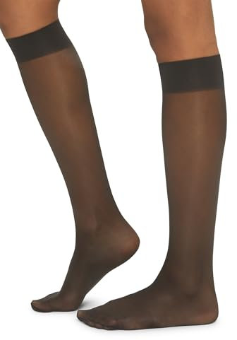 Wolford Damen Kniestrümpfe Satin Touch Knee-Highs, 20 DEN, Schwarz, Medium