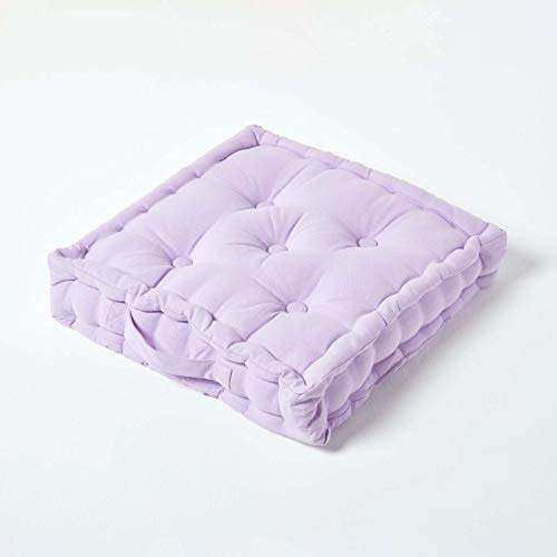 HOMESCAPES Coussin de Chaise de Couleur Lavande Fait en 100% Coton de 50x50 cm pour Chaise de Salon et Chaise de Jardin