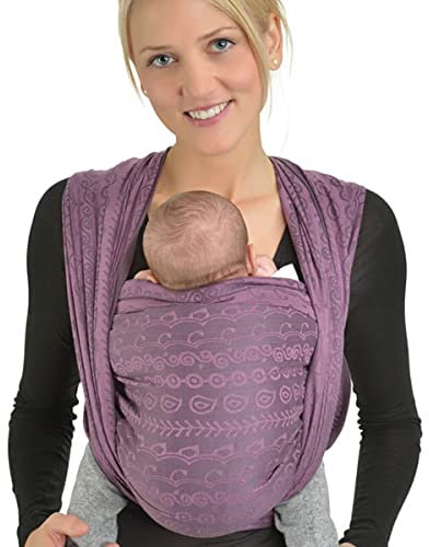 Hoppediz Baby-Tragetuch ab Geburt, Neugeboren bis Kleinkind, 100% Baumwolle, Darjeeling purpur 3,70 m