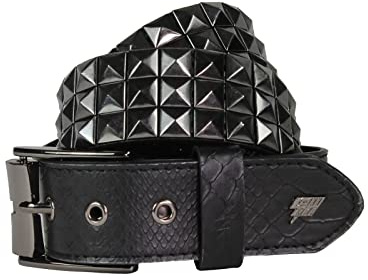 Lowlife Triple S Studded Leather Belt in Black and Snakeskin size 36 - 38 Waist (L)