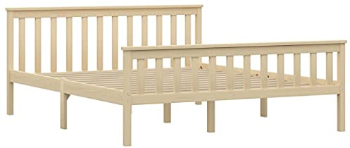 vidaXL Estructura de Cama Matrimonio Doble Somier Muebles de Dormitorio Habitación Clara 160x200 cm Madera Maciza de Pino