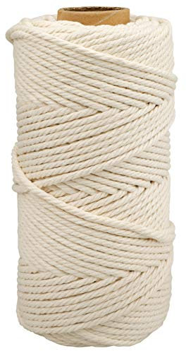 jijAcraft 4MM Beige Macrame Rope Cord, 100M Cotton String Twine for Crafts, Graden String Cotton Rope for DIY Crafts Wall Hanging Plant Hanger Knitting Bundling Wrapping