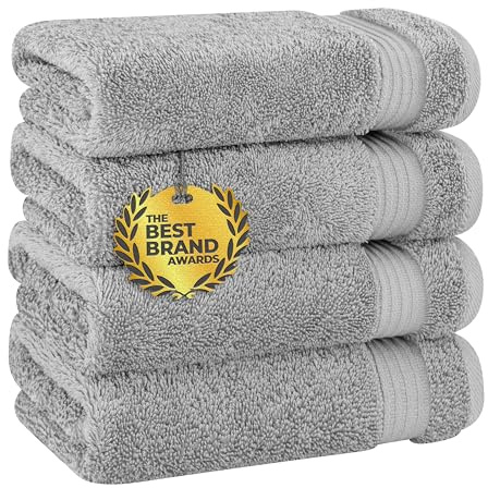 Cotton Paradise United Home Textile - Juego de 6 Toallas de Mano de algodón Turco, extrasuaves y absorbentes para Cara y Manos, de Lujo y Calidad de Hotel, Color Gris Claro