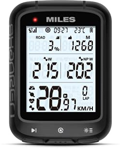 SHANREN Miles GPS Cykeldator – BLE & Ant + Trådlös Cykeldator med Uppskattning Ström, Automatisk bakgrundsbelysning, IPX7 Vattentät, Synkroniserad med Cykelljus – Förbättrad GPS-hastighetsmätare
