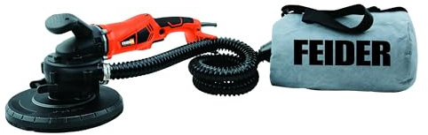 FEIDER Ponceuse Plâtre 1200 W Variateur de Vitesse 6 Vitesses, Aspiration Intégrée, Plateau 225 mm, 6 Abrasifs, Sangle de Transport, Poignée Soft Grip – FPEP1200