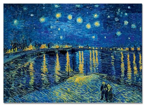 Giallobus - Quadro - Vincent Van Gogh - Notte stellata sul Rodano - Vetro acrilico - 100x70 - Pronto da appendere - Quadri moderni per la casa