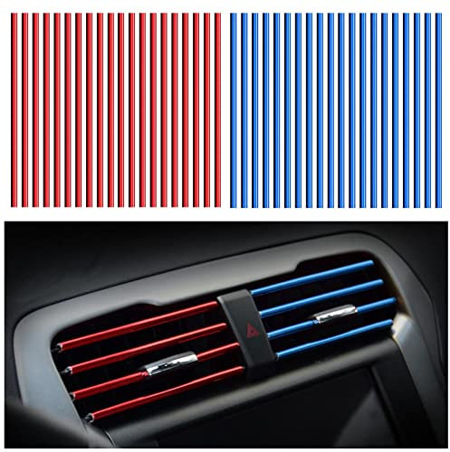40 Stück Auto Klimaanlage Zierleisten Auto Innen Zierleisten Diy Auto Innenausstattung Streifen 20cm Auto Luftauslass Innenausstattung Streifen Pvc Luftauslass Auto Innenausstattung Streifen(Blau+Rot)