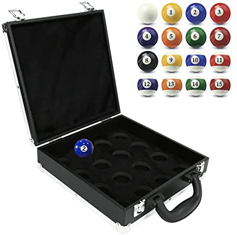 Natudeco Billardkugeln Aufbewahrungsbox, Billardkugeltasche, Billardkugelbox Snooker-Kugel-Aufbewahrungsbehälter mit Griff Billardzubehör 28×27×8cm für Einen Satz 16 Billardkugeln