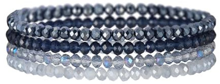 GoPaw Damen Kristall Perlen Armband,Mehrschichtiges Steine Armband,Perlen Armbänder,Paar/Freundschafts/Partner Armbänder (Blau)