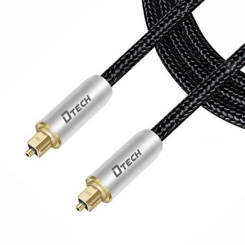 DTECH Digital Optical Audio Cable Toslink for TV Soundbar Receiver Home Theater Surround Sound System Stereo Speaker Copper Shell, Braided Jacket, Black (1.5m)