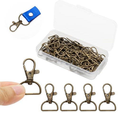 40 unidades de mosquetones giratorios con cierre de langosta, ganchos para llavero con anillo en D para bolsos, clips para cuerdas, llaveros, collares para cachorros (bronce)