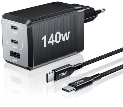 HSSNS 160W USB C Ladegerät: 3-Port PPS Schnellladegerät, GaN USB C netzteil für MacBook Pro/Air, iPad, iPhone 16/15 /14 Serie
