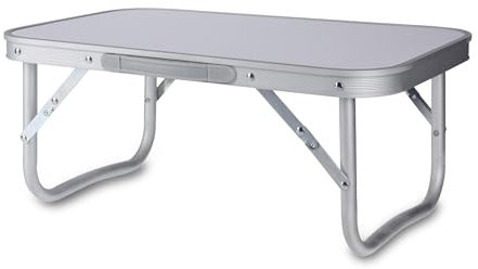 Spetebo Mini Campingtisch weiß klappbar - 56 x 34 cm - Aluminium Klapptisch niedrig - Alu Garten Picknick Angler Tisch klein tragbar