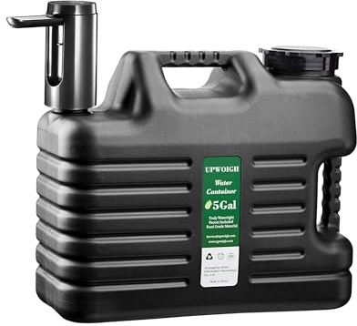 Portable 5 Gallon Water Jug with Automatic Touch Control Pump,Truly No Leakage Water Container with Spigot,Type-C Rechargeable Black Water Pump Gear for Outdoors Camping Hiking
