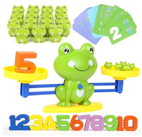 Lernspielzeug Mathe-Spiel, Zählen und Rechnen Lernen Frosch Lernspielzeug, Spielzeug für Kinder mit Waage und Zubehör, Lernspiele Kinderspielzeug Geschenk für Jungen Mädchen ab 3 Jahre