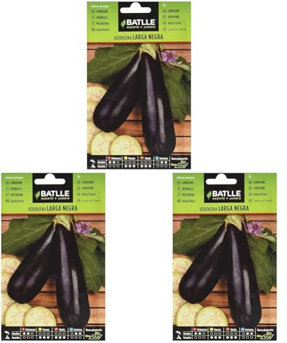 Semillas Batlle Berenjena LARGA NEGRA (Paquete de 3)