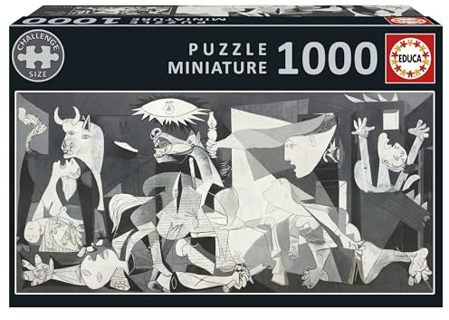 Educa - Puzzle da 1000 pezzi del mondo più piccolo per adulti | Guernica, Pablo Picasso. Include colla Fix Puzzle. Misure: 30 x 46 cm. Dai 14 anni (20375)