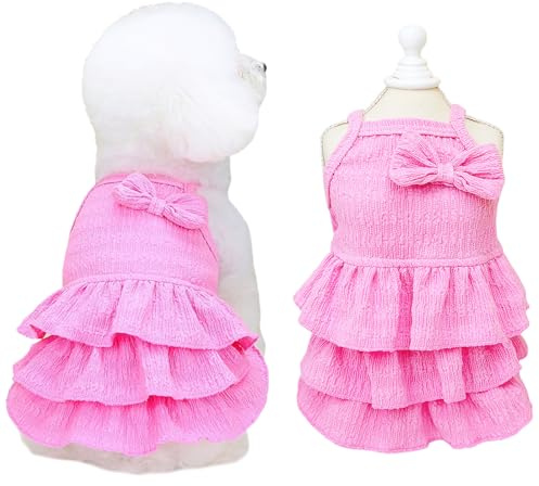 Yaopelky Robe pour chat et chien de petite et moyenne taille – Robe de gâteau à plusieurs niveaux avec nœud – Vêtement d'été mignon pour chien et fille – Vêtements d'été pour Yorkshire, chihuahua