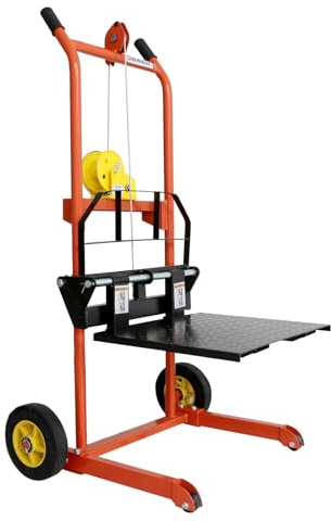 Material Lift Winch Stacker, 330 LBS Capacity Pallet Truck Dolly, Fork Lift,Hand Forklift, Lift Table,42.9 Lifting Height, with Casters, Ideal for Workshop Warehouse and Garage Use