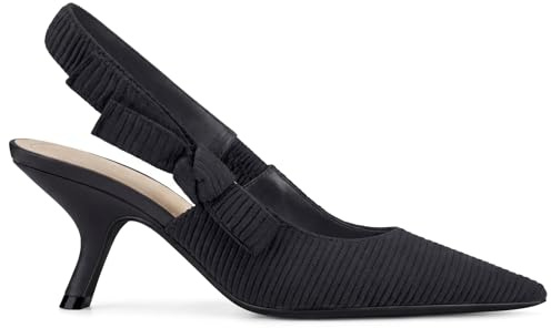GotSoft Women's Slingback Kitten Heels Closed Pointed Toe Bowknot Knitted Slip On Pumps Dress Shoes, Black, Size 9.5