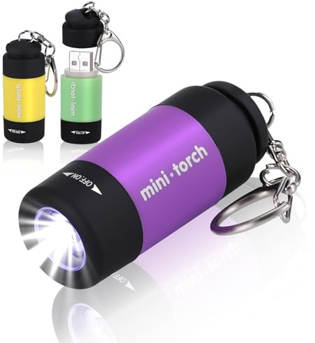 Kssvzz 3 Mini Torce Portatili per Bambini con Portachiavi, USB Ricaricabile | Mini torcia led, LED luminoso, compatta e leggera. Ideale per attività, gadget compleanno bambini e regalino fine festa.