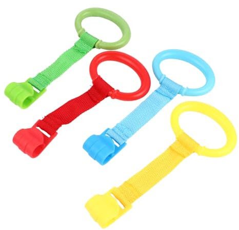 MUELODSIC 4 Pezzi Anelli per Ragazzo Ragazza da Tirare, Materiale Sano Cinghia Intrecciata e Plastica, Facile da Usare per Lettino o Casa, Accessorio Portatile per Aiutare Ragazzo Ragazza